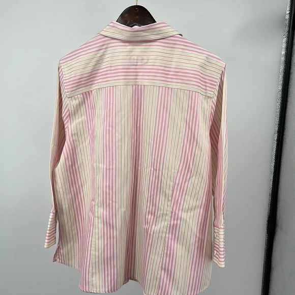 Foxcroft Women's Wrinkle Free Button Front 3/4 Sleeve Blouse Striped - Picture 3 of 6